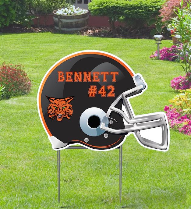 Football Helmet Yard Sign - Personalize with Name, Logo & Colors
