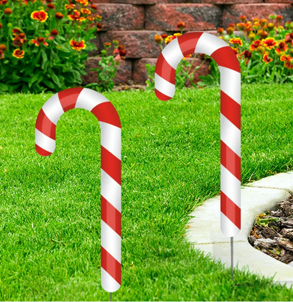 2 Candy Canes Yard Signs and Christmas Decoration