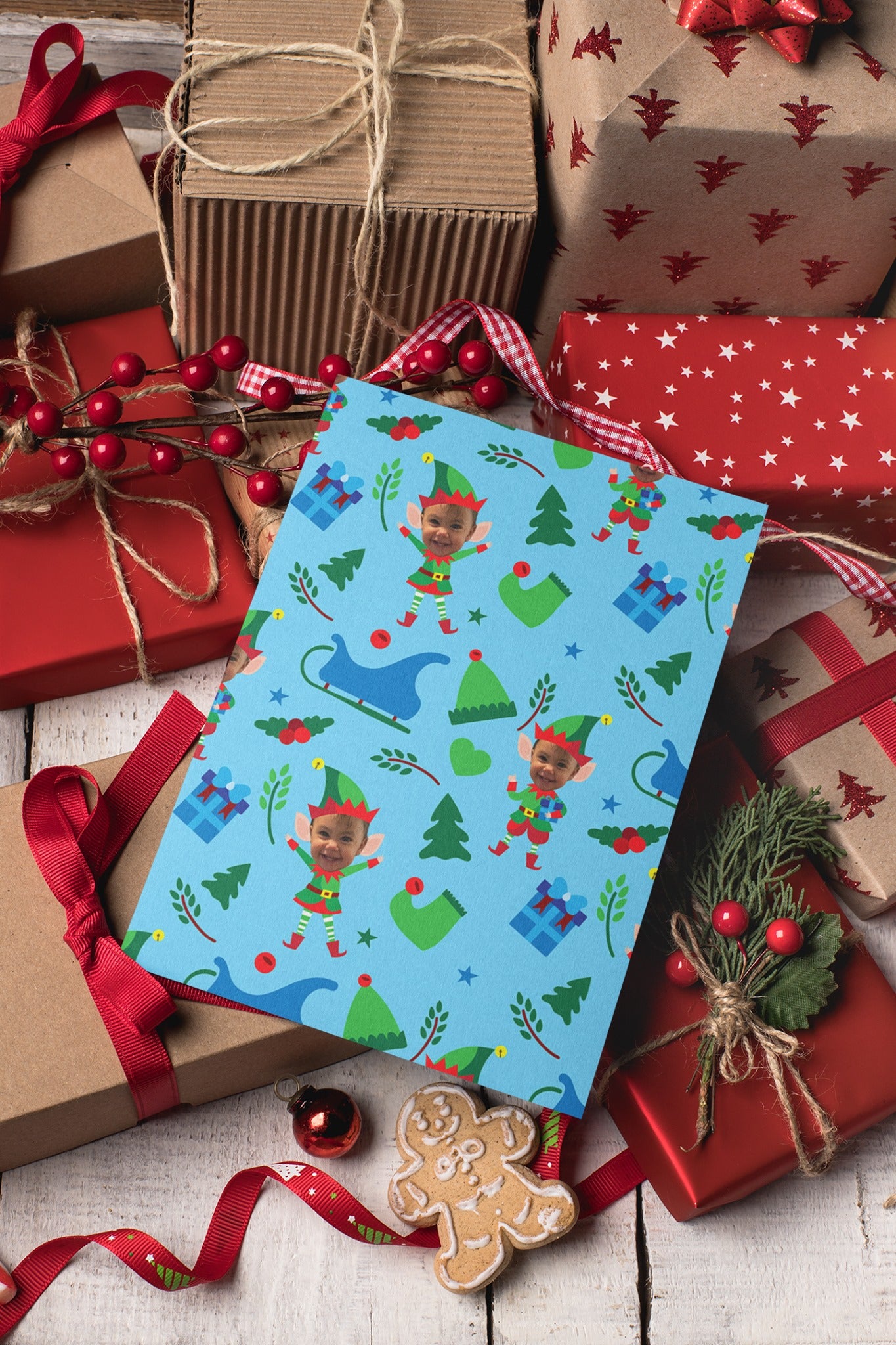 Personalized Christmas Wrapping Paper: Elf Theme