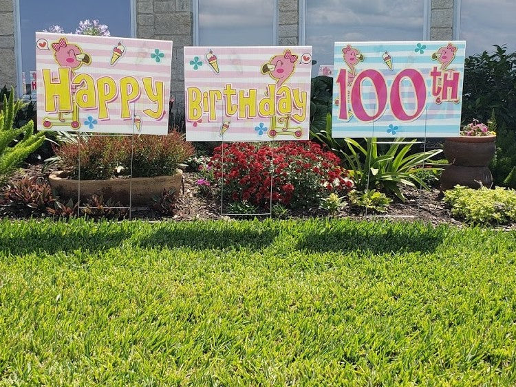 Happy Birthday Children Yard Sign Theme, 3 piece sign