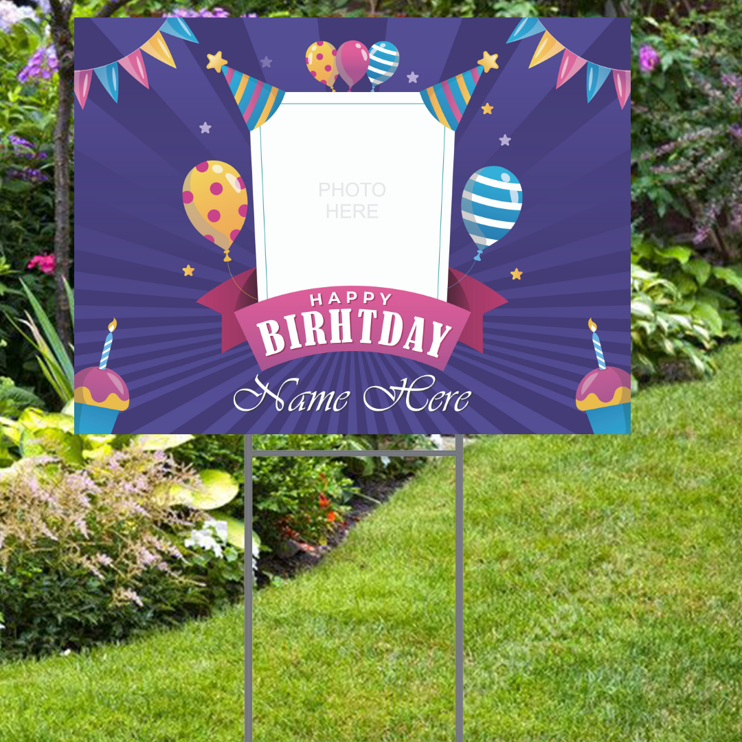 Photo Frame Happy Birthday Yard Sign
