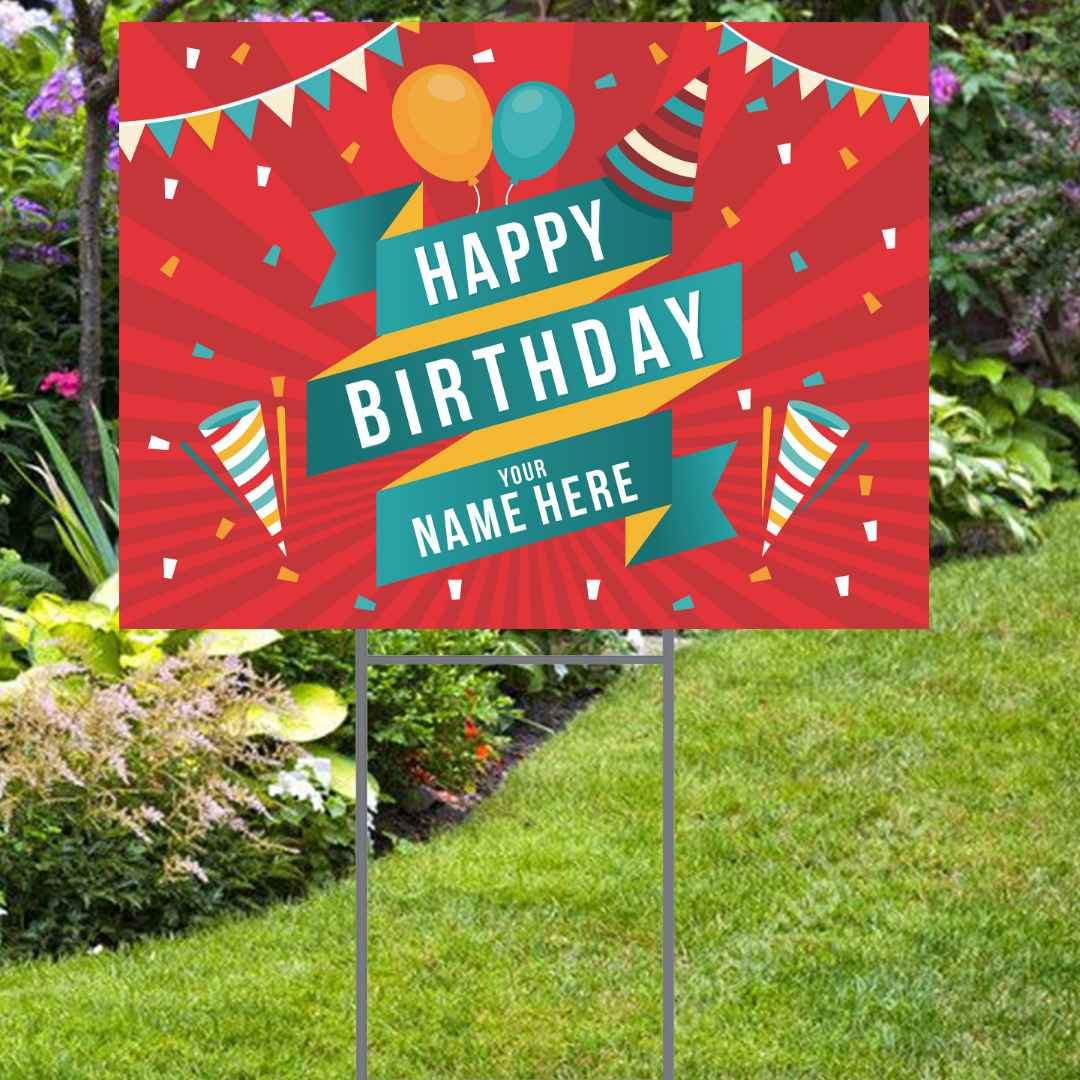 Festive Happy Birthday Yard Sign with Name - Fiesta Style