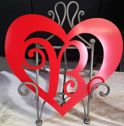 Valentine Heart with Initial in Center. Red Aluminum 14"