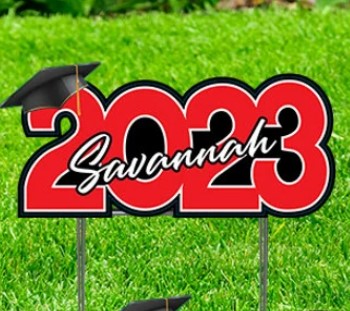 2023 Yard Sign Custom cut-out Graduation with Name, 32''x16'' Coroplast Sign, Pick your Colors!, Red, Blue, Green, White