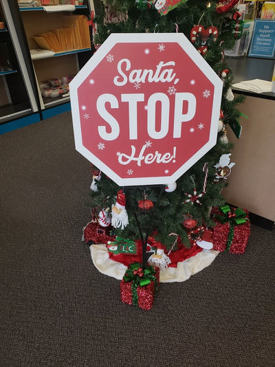 Santa Stop Here Yard Sign-Christmas signs 24"x24" Free Shipping
