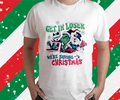 Cute Saving Christmas Shirt with Frosty and Grinch. Christmas T-Shirt