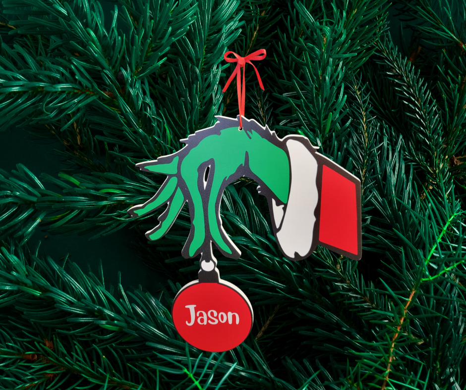 The Grinch Hand Christmas Ornament with Name