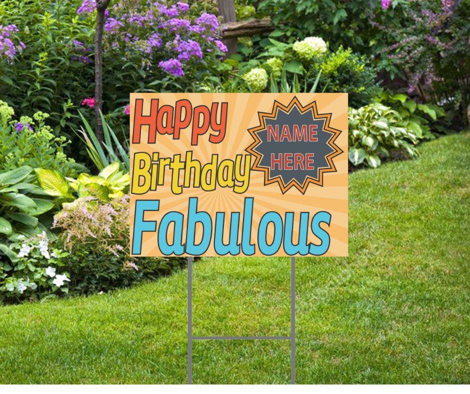 Happy Birthday Retro Yard Sign