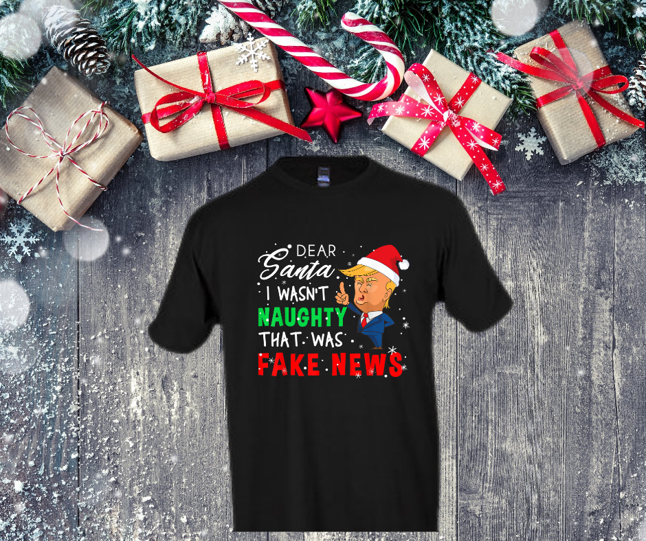 Dear Santa I wasn't Naughty, That was Fake News Christmas T Shirt