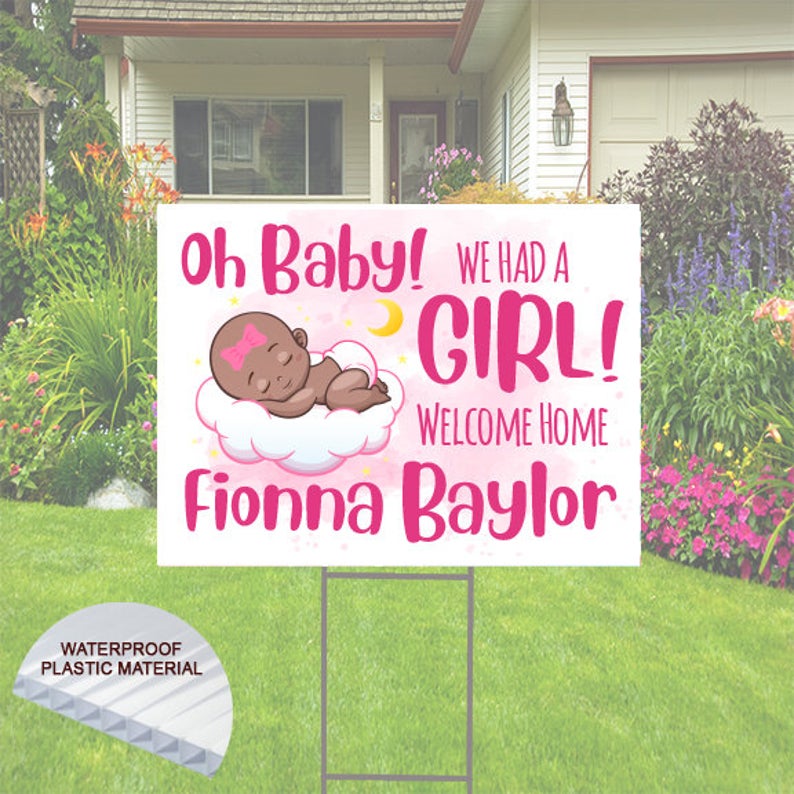 Baby Announcement Yard Sign for A Girl