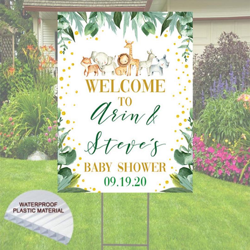 Baby Shower Yard Sign - Animal Zoo Theme