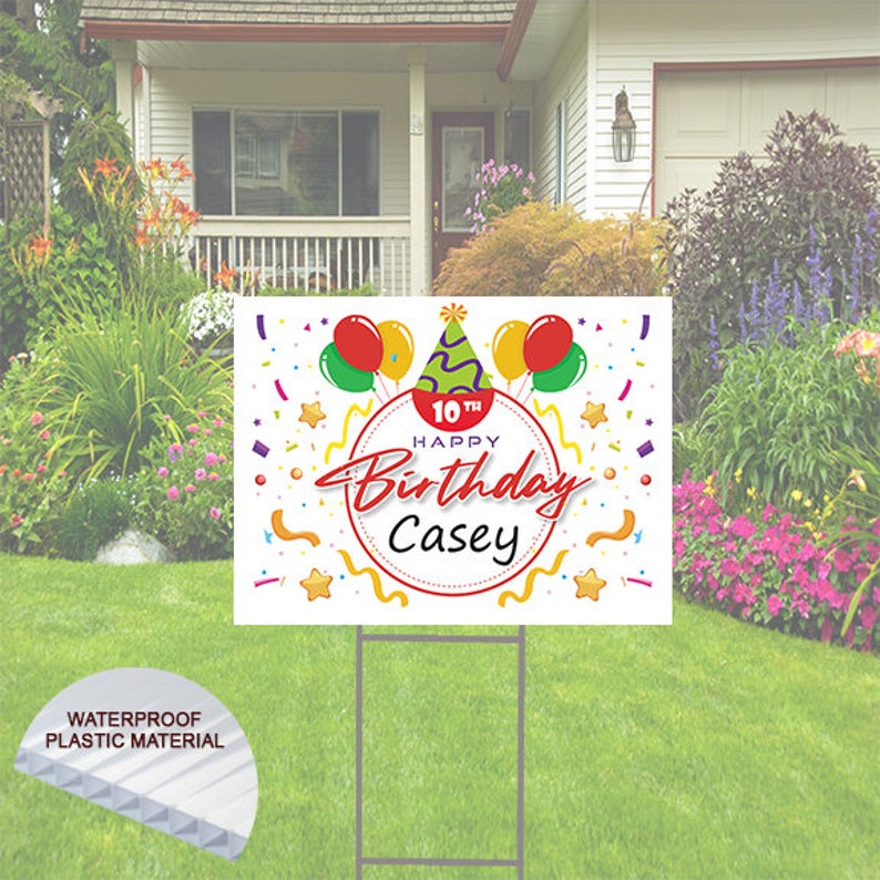 Cute  Happy Birthday Yard Sign with name and age included