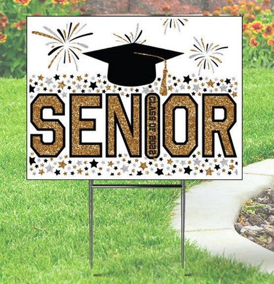 Graduation Yard Sign Senior 2023 Black and Gold