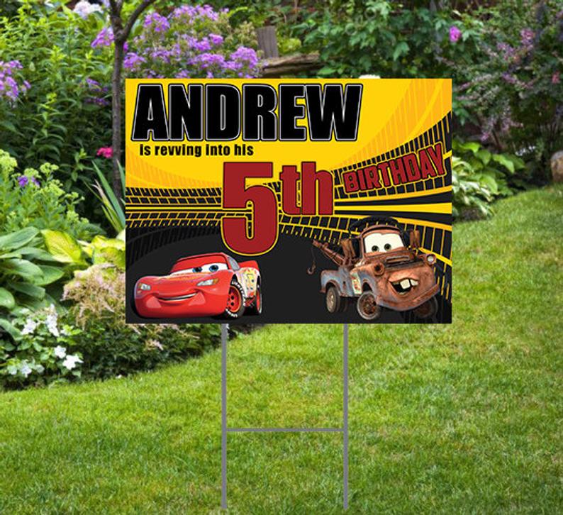 Race Car Theme   Happy Birthday Yard Sign