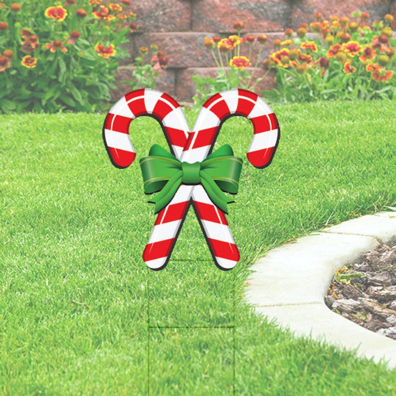 Candy Cane Yard Sign Cutout-24x18, printed on coroplast Christmas Yard Decorations