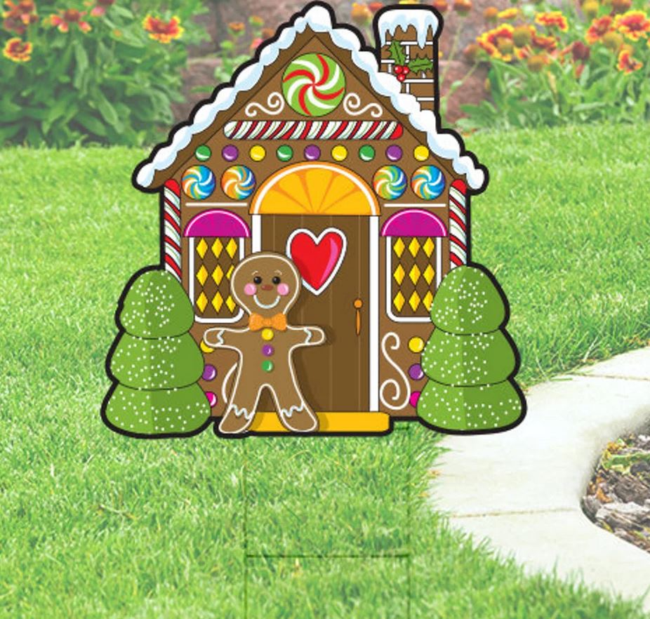 Gingerbread House Cut-out Yard Sign - Christmas Decoration Sign