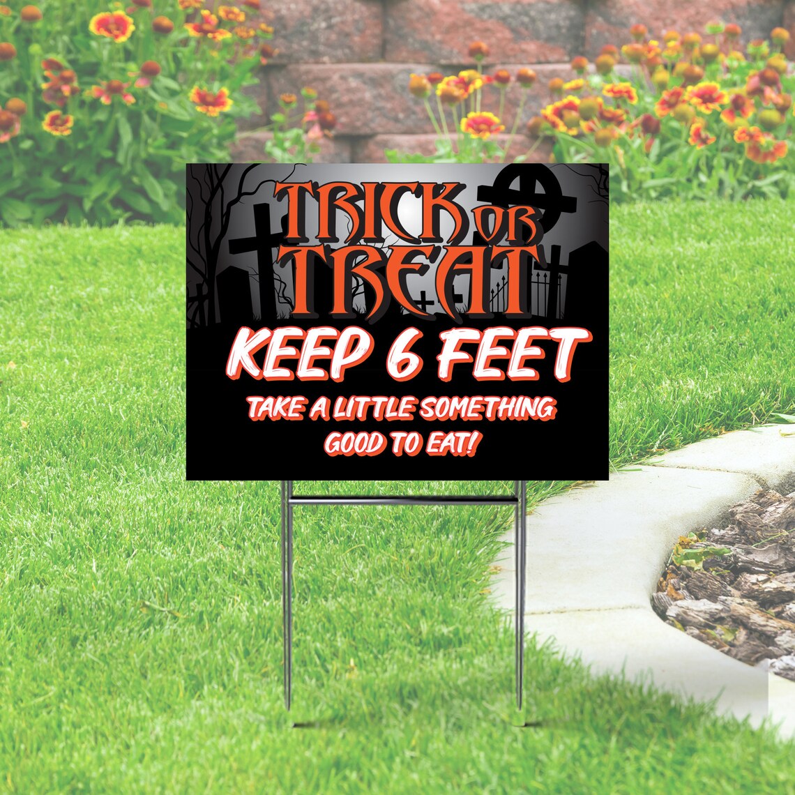 Halloween Yard Sign: Social Distance Trick or Treat Yard Sign