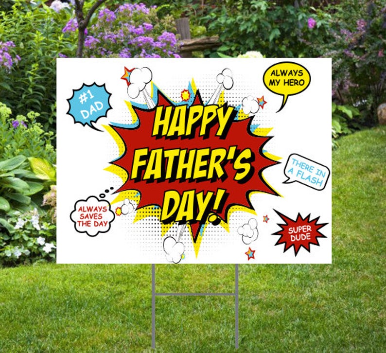 Happy Father's Day Yard Sign: Comic Style