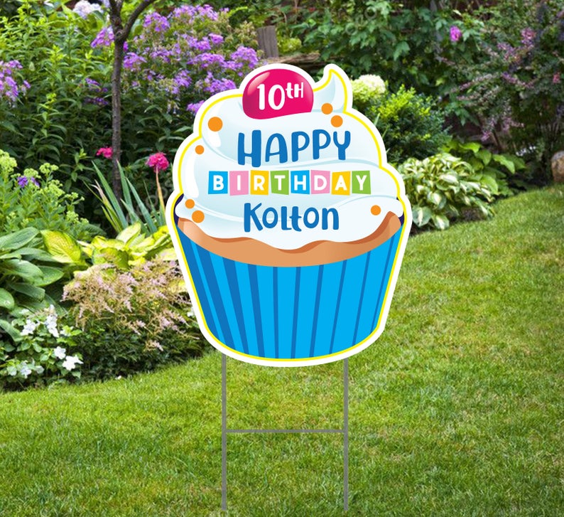 Happy Birthday Cupcake Yard Sign -Boy Birthday