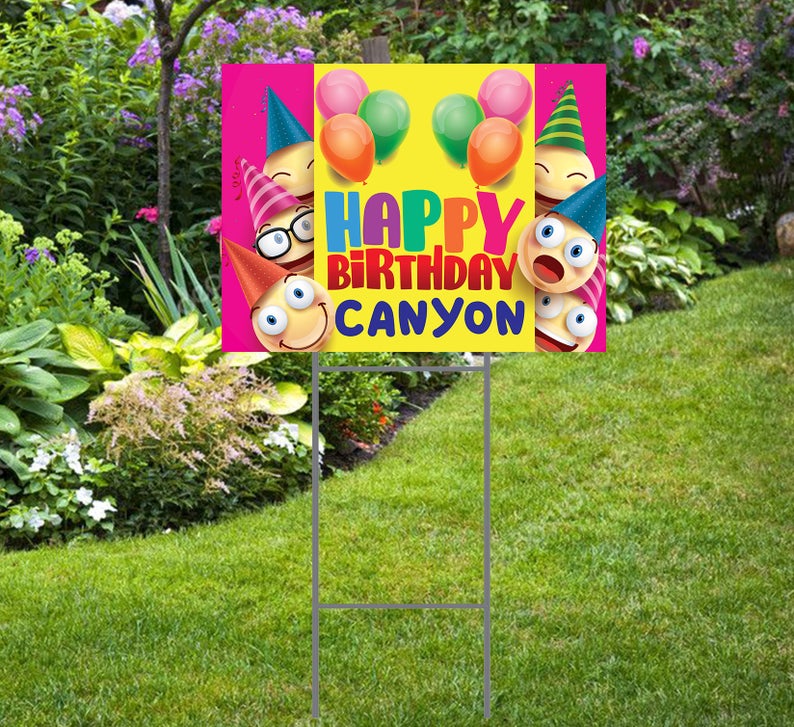 Happy Birthday Emoji Yard Sign