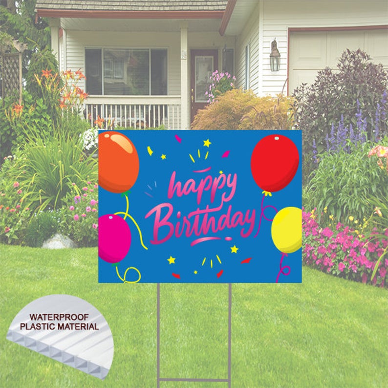 Happy Birthday Yard Sign with balloons