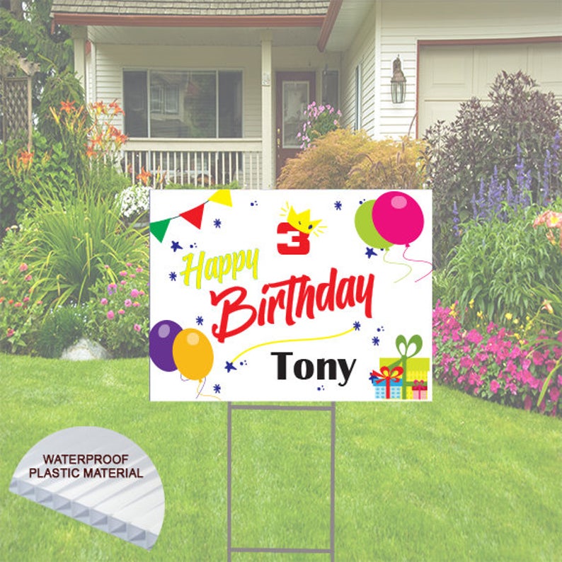 Happy Birthday Yard Sign with age and Name
