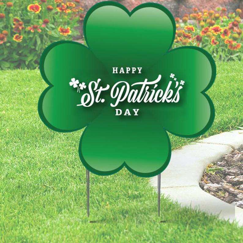 St Patrick's Day Green Clover Yard Sign