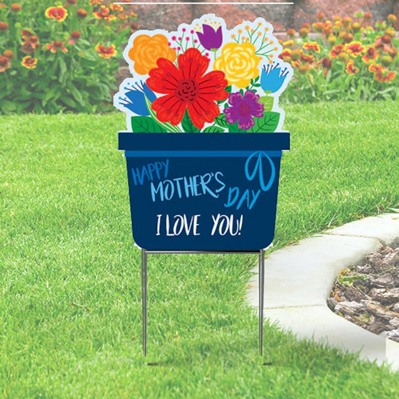 Happy Mother's Day Yard Sign - Flower pot cutout