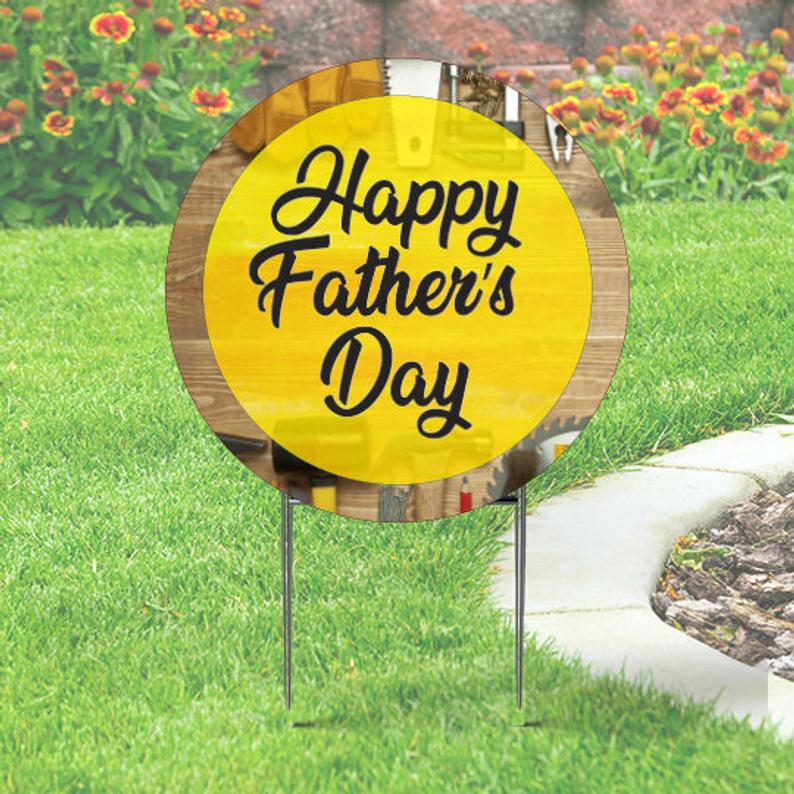 Happy Father's Day Yard Sign: Tool Theme Circle