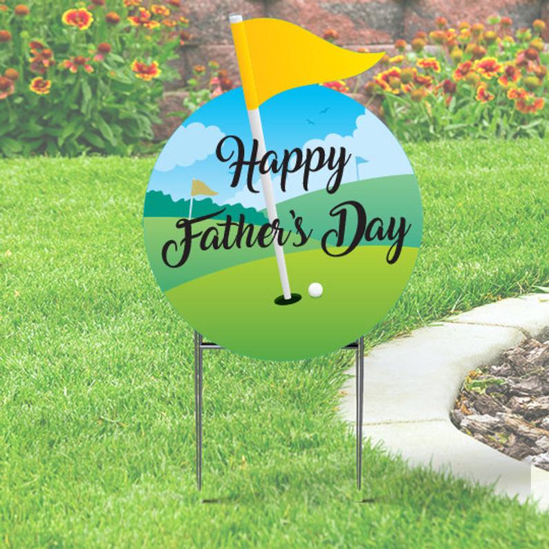 Father's Day Yard Sign Round, Golf Theme