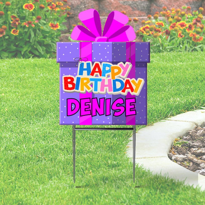 Happy Birthday Gift Cutout with Name Yard Sign