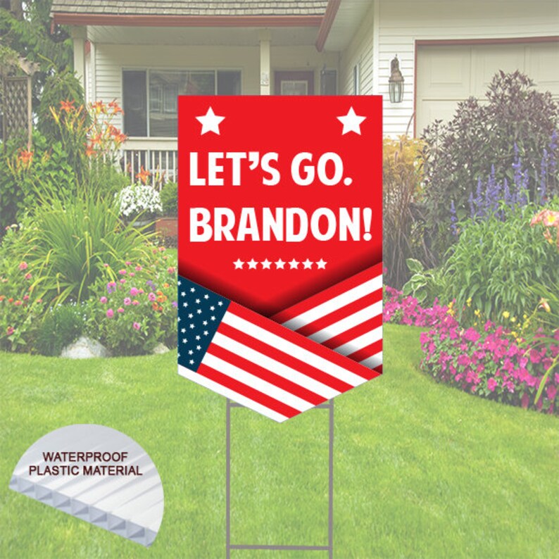 Let's Go Brandon Shaped Yard Sign Flag Theme