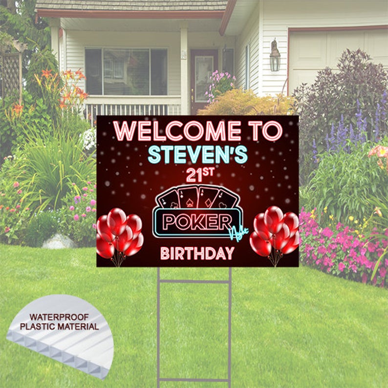 Happy Birthday Yard Sign -Poker Theme