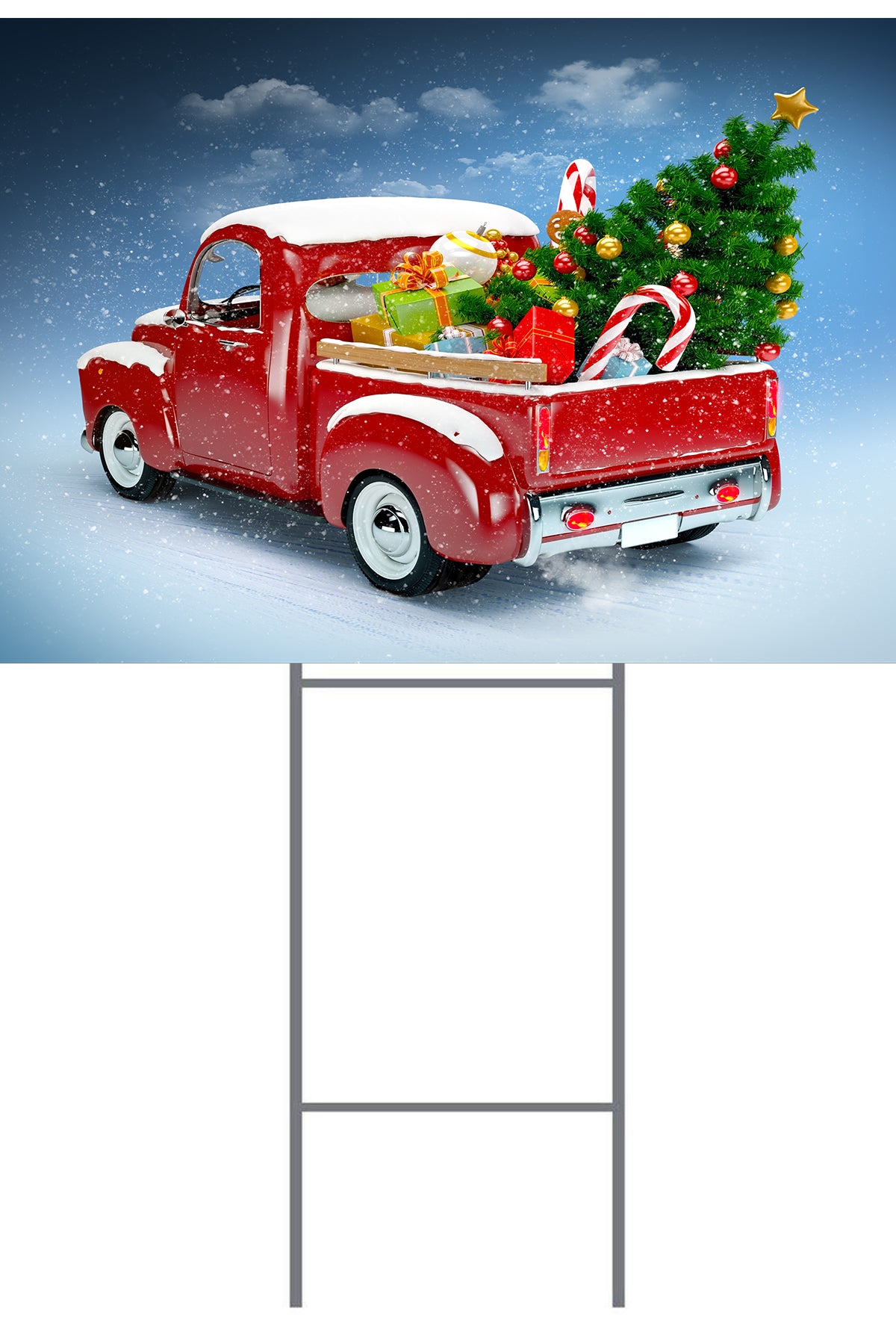 Christmas Truck  Yard Sign 24x18 Includes Stake